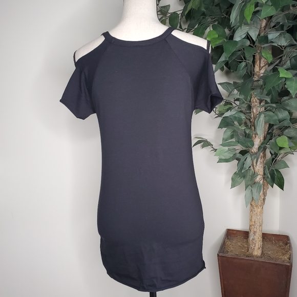 New! Black Distressed Football Game Day Top - Picture 4 of 4